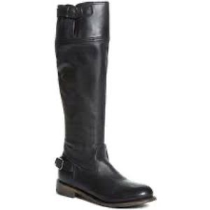 Vintage Shoe Company Ivy Engineer Buckle Strap Black Leather Boots Knee Sz 9